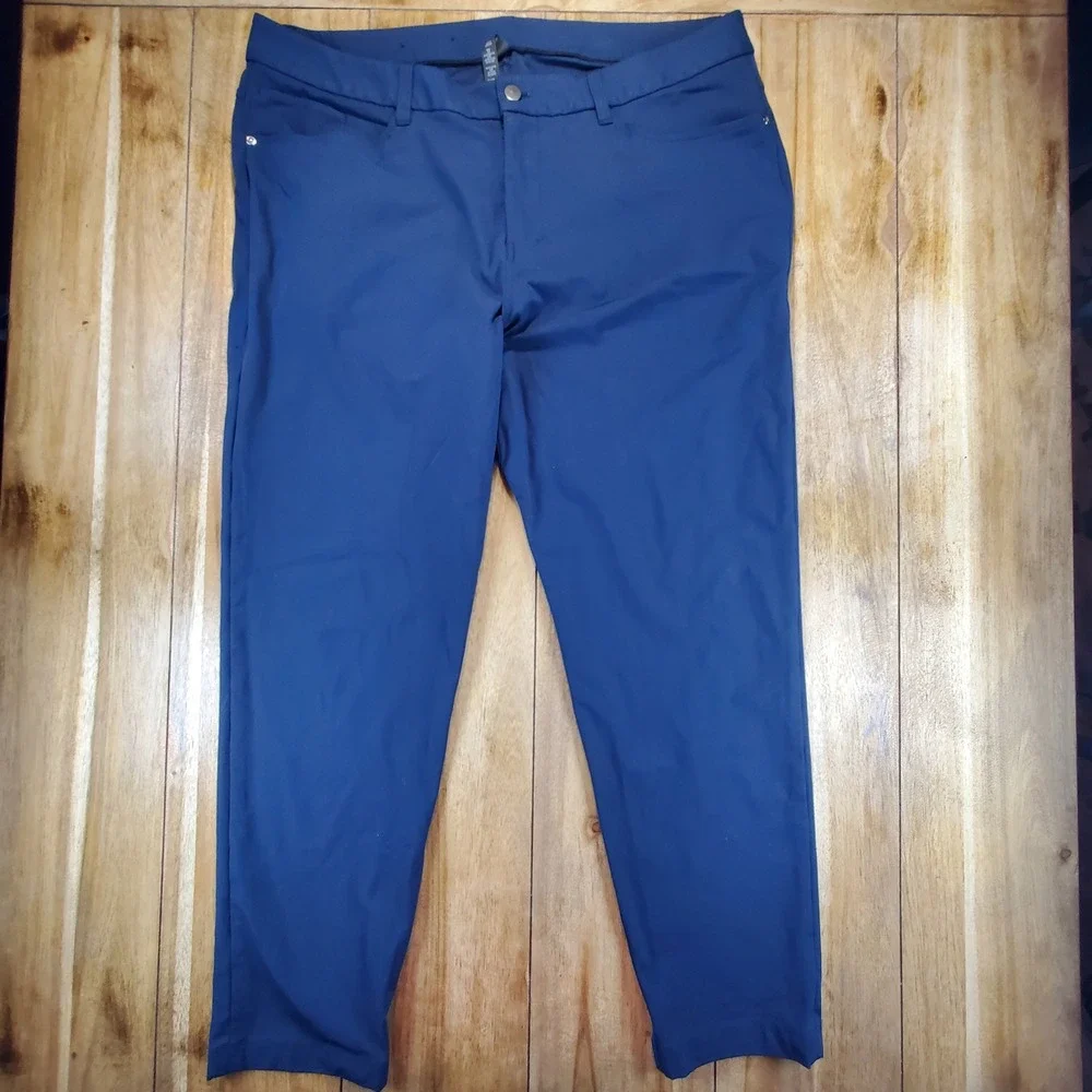 Lululemon ABC Classic-Fit Pant Mens 38x30 Navy Blue Recycled Polyester LM5ALWS